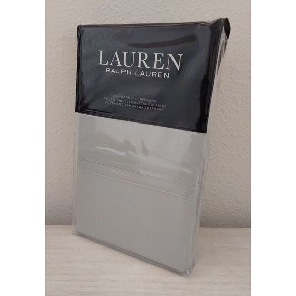 Ralph Lauren SPENCER SOLID SATEEN Green SAGE Cotton Two 2 Standard Pillowcases - Picture 2 of 9